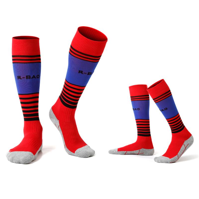 1 par fodboldstrømper knæhøje/lange bomuld nylon elastisk anti-sved åndbar fodbold strømper fodtøj tilbehør nylon elastik