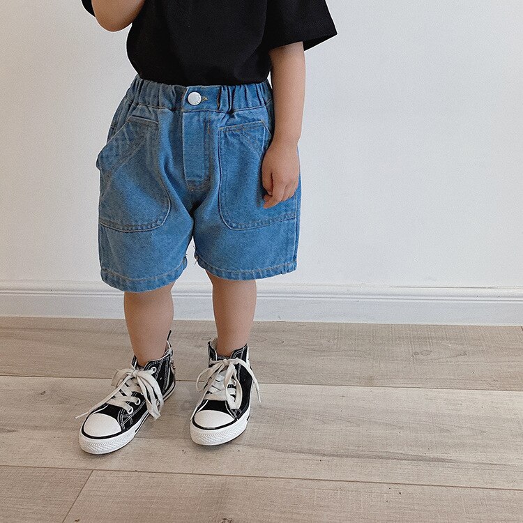 Zomerjongens dunne katoenen casual denim shorts kinderen losse all-match korte jeans: 5t