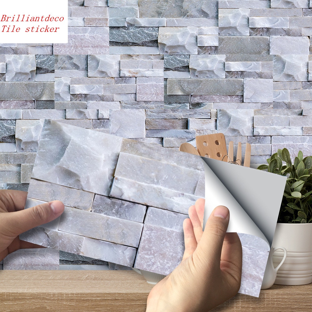 3D light grey Wall brick tiles Balcony deco wall sticker Bathroom waterproof tiles oilproof kitchen sticker DIY Floor stickers