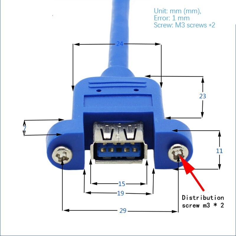 USB3.0 Male to Female Extension Cord with Nut Screw Hole with Ear USB Data Cable