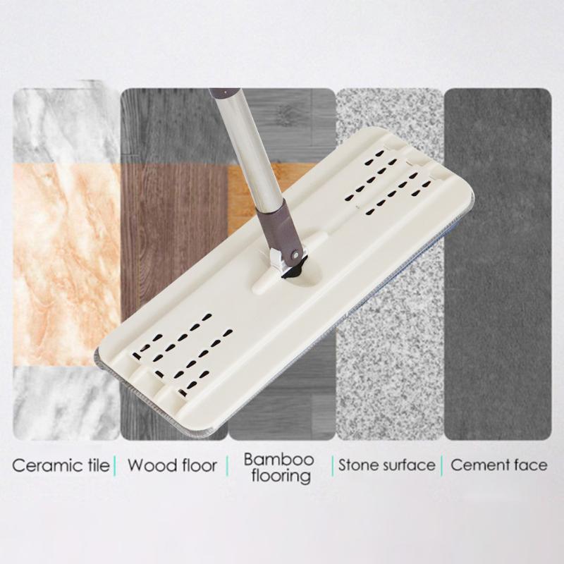 Flat Squeeze Floor Cleaning Mop with Bucket Hand-Free Wringing Mop Wet Dry Usage Automatic Spin Self Cleaning Mop Supply
