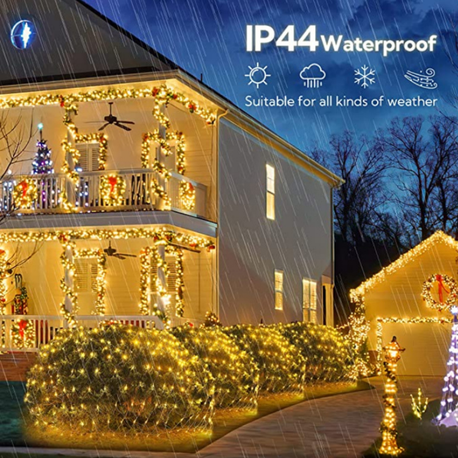 Guirnaldas de luces LED de malla de 24V, 1,5x1,5 M, 3x2M, 6x4M, cortina impermeable para exteriores, lámpara de cadena, decoración del banquete de boda de Navidad, blanco cálido RGB