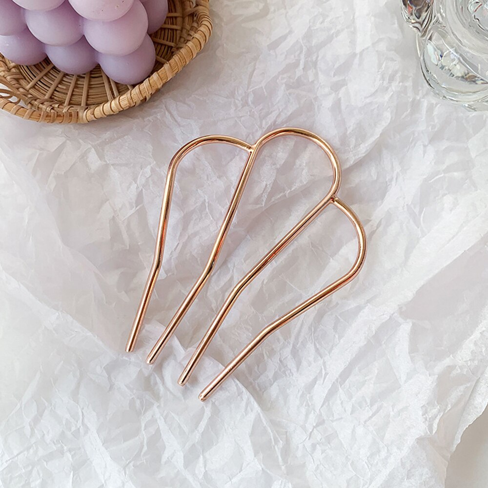Pinzas para el pelo en forma de U, horquillas de Metal para mujeres y niñas, accesorios de peinado para el cabello, pasadores, fabricante de moños: Rose Gold