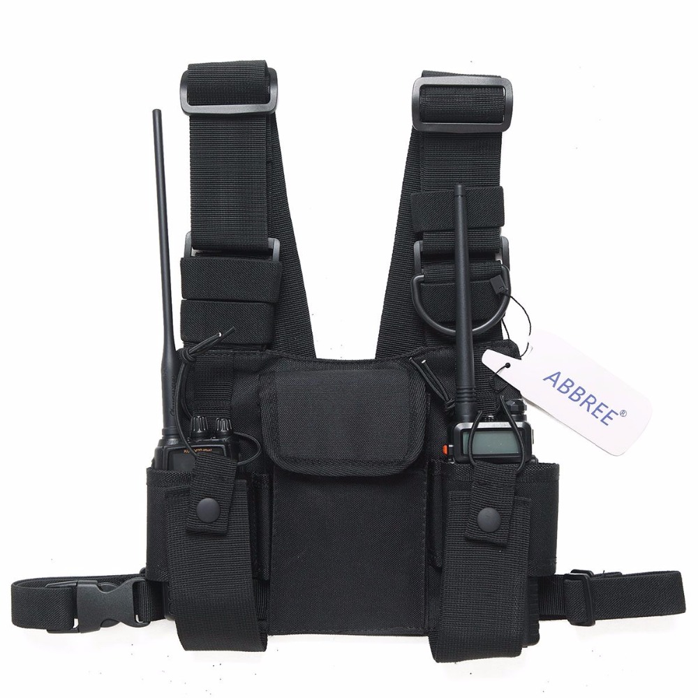 Abbree Radio Chest Harness Chest Front Pack Pouch Holster Vest Rig Chest Bag for Walkie Talkie Motorola Baofeng UV-5R TYT Wouxun