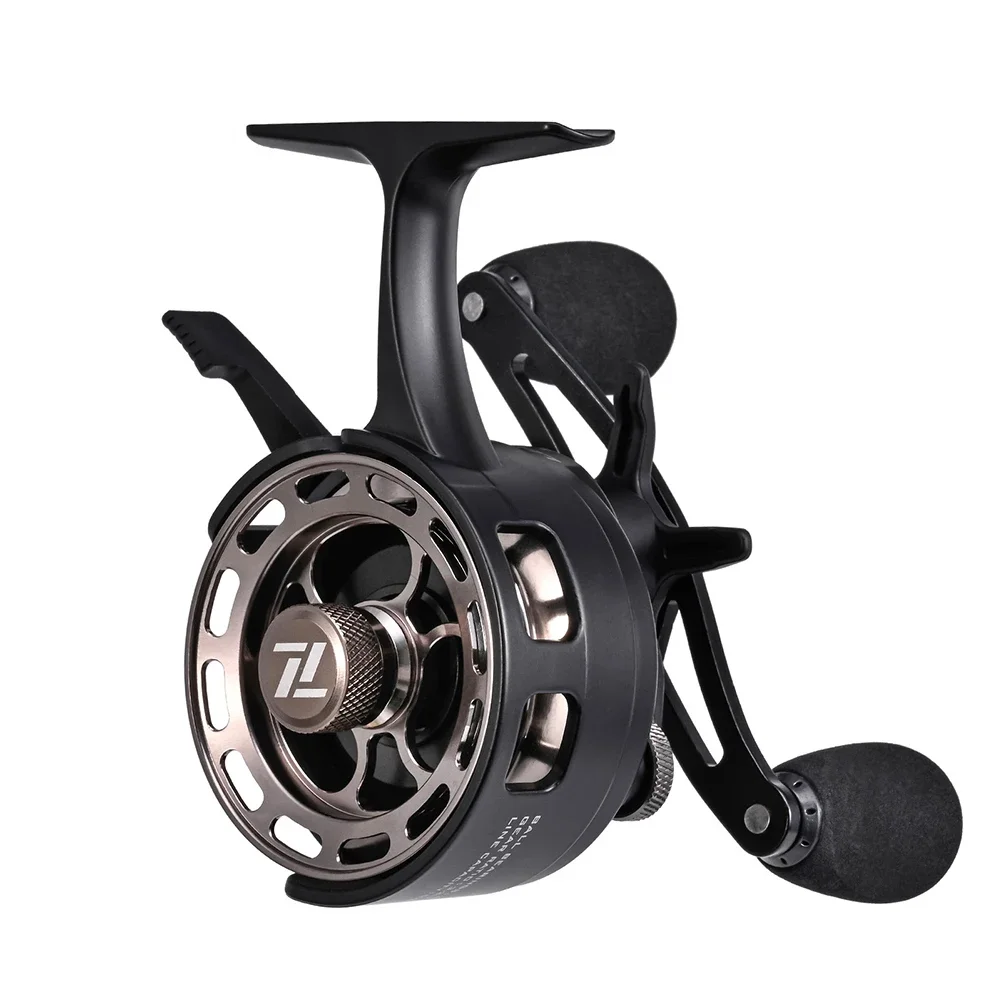 1 stks Overbrengingsverhouding Lager Inline Ijsvissen Reel Met Magnetische Systeem Ijsvissen Reel Winter Diepwatervissen Reel Reel: Blauw