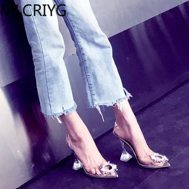 Zomer transparante sandalen dames hoge hakken bling glitter kristal schoenen vrouwelijke feest club jurk schoenen