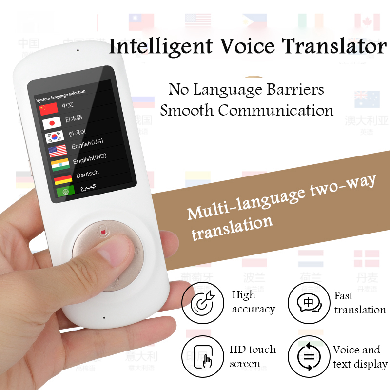 T2S Lntelligent Multi-Country Voice Translator WIFI NoiseReduction Microphone 2.4-inch HD Touch Screen Portable Two-way Tradutor