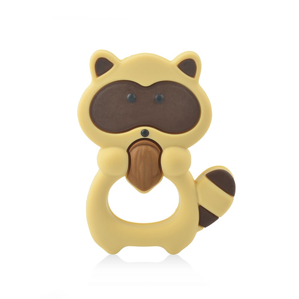 Raccoon Silicone Teether 1pc Silicone Beads Soft teether DIY Baby Teething Toys Necklace Accessories Infant Chew Toys: brown