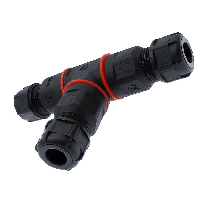 T shape waterproof connector IP68 3 pins 250V 24A Cable Wire Gland Sleeve connector quick connect waterproof connector
