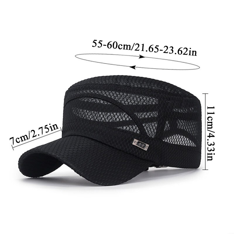 Unisex zomer platte pet dames heren ademend mesh hoed effen kleur buiten vissen sport zonnehoed casual zonnebrandcrème petten hoofdbedekking