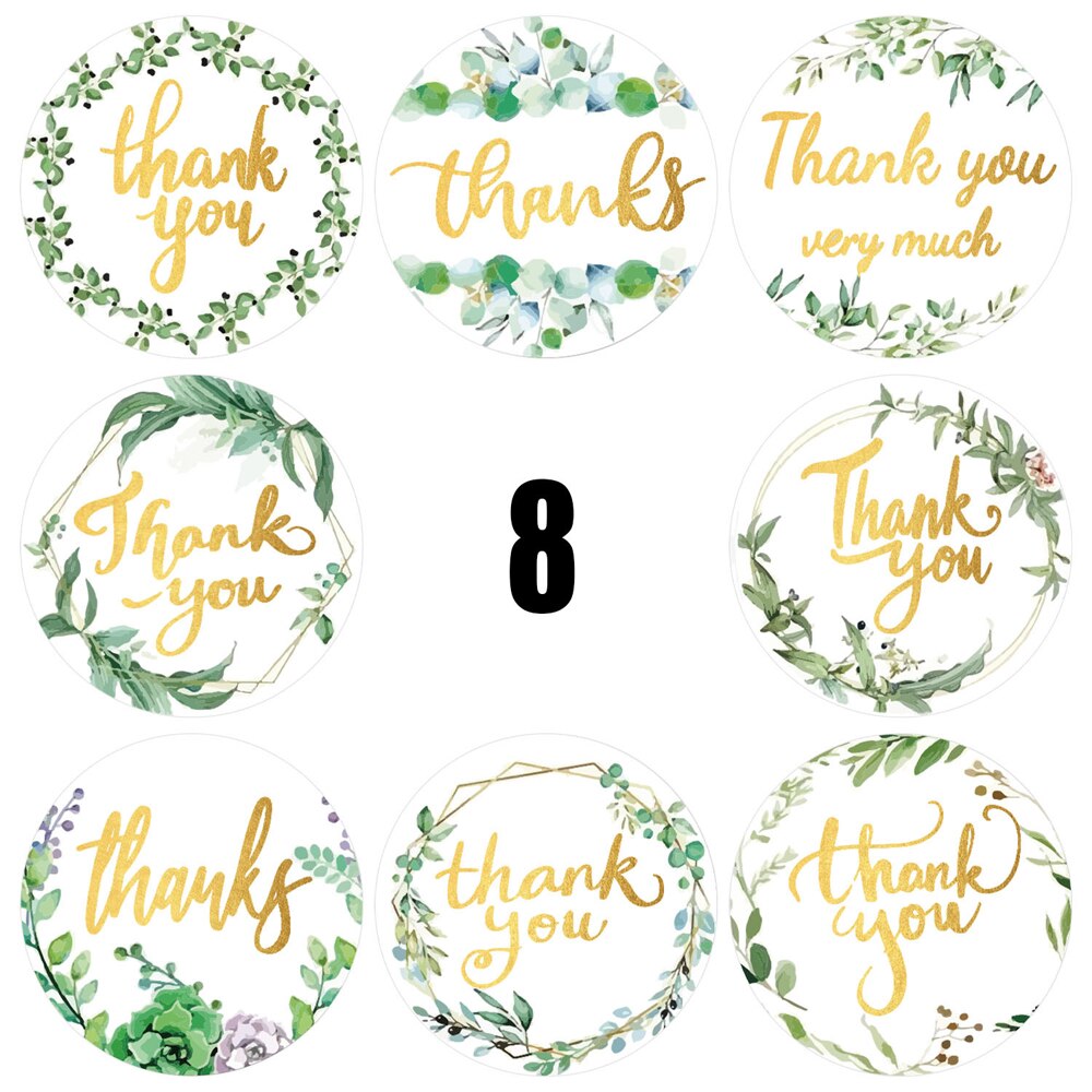 100-500pcs Thank You Round Sticker Scrapbook Envelope Seal Sticker Flower Decoration Stationery Label Stickers