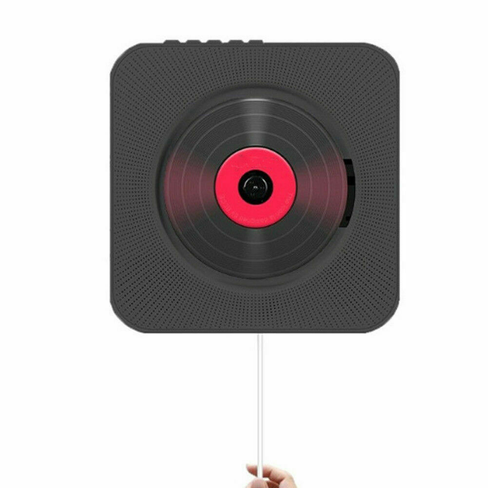 Vægmonteret cd -afspiller surround sound fm radio bluetooth usb  mp3 disk bærbar musikafspiller fjernbetjening stereohøjttaler hjem: Sort