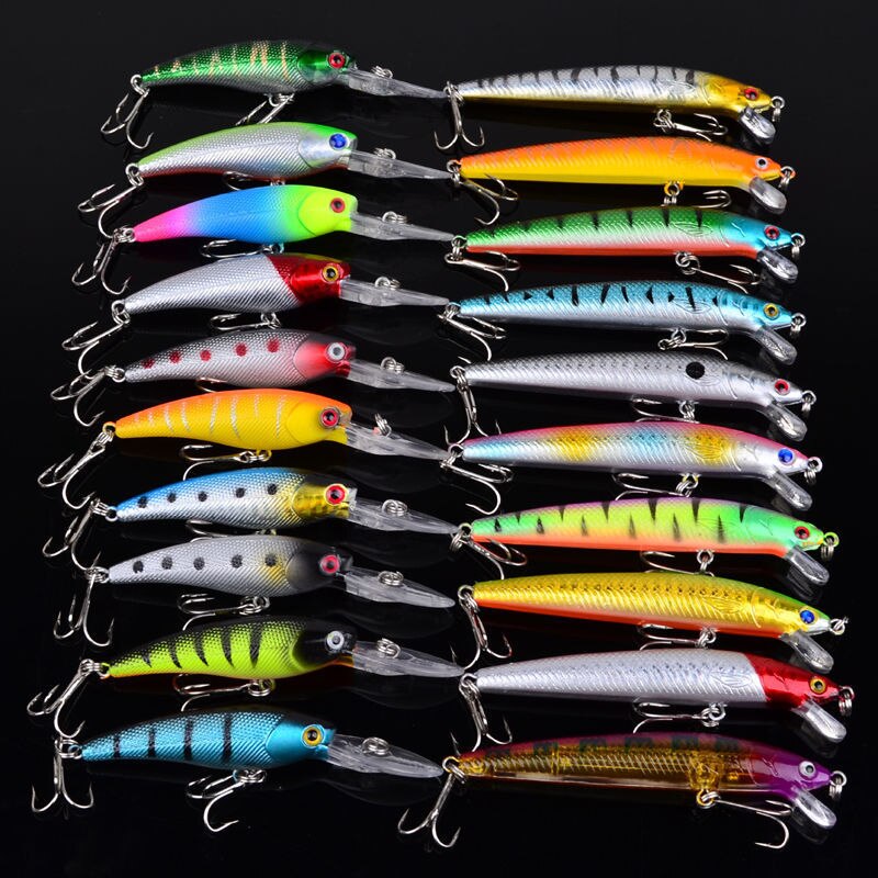 20 teile/satz Angeln Locken Elritze Crankbait Wobbler 3D Augen Barsch Künstliche Köder Hecht Karpfen Köder Schwimmen Köder Angeln Pesca XA238G: Default Title