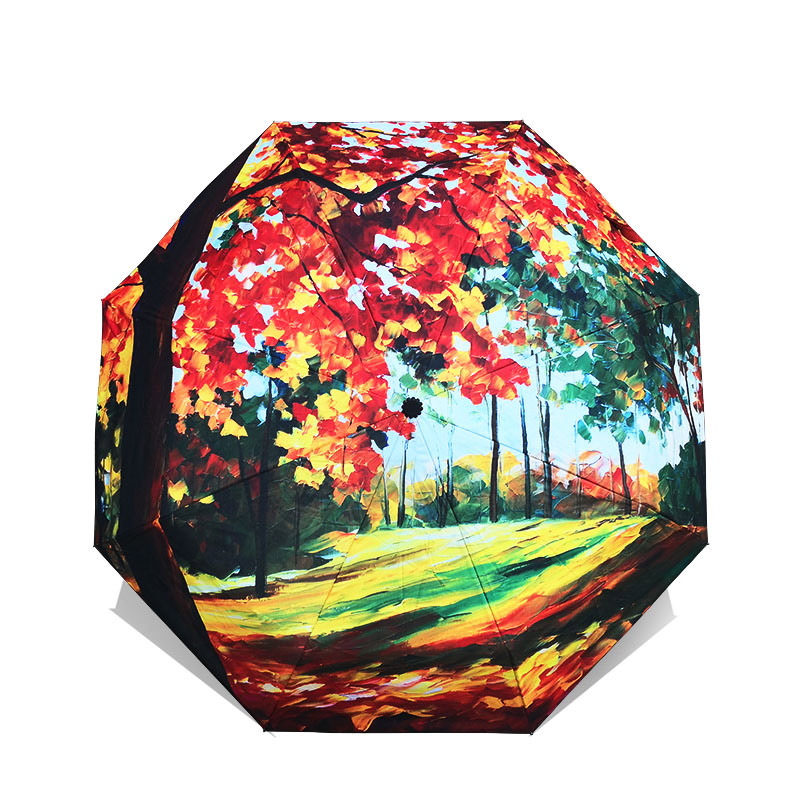LISM-paraguas plegable para mujer, sombrilla con pintura de Van Gogh, arte chino Sakura, a prueba de viento, Anti-UV, YHS03: OUB09