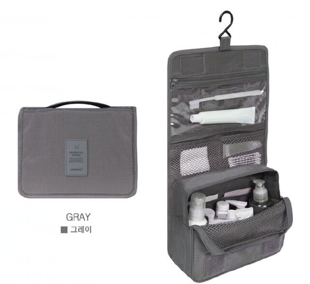 organ paragraph Make up bag Hanging Cosmetic Bags Waterproof Large Travel Beauty Cosmetic Bag Personal Hygiene: gray