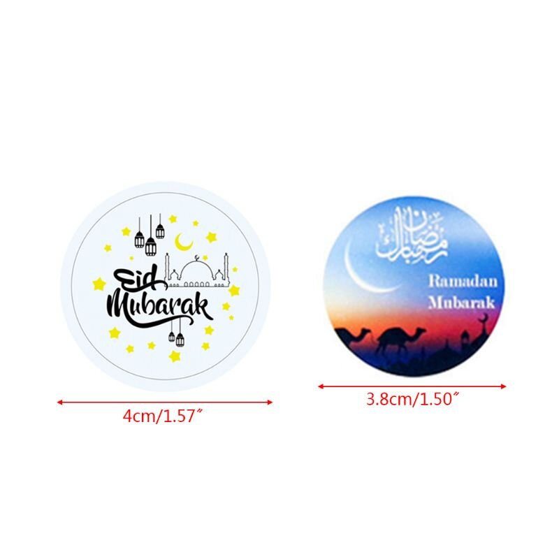 100 Pcs/Set Eid Mubarak Stickers Decorations Cards DIY Cupcakes Picks Letter Pattern Sticker Festival Supplies