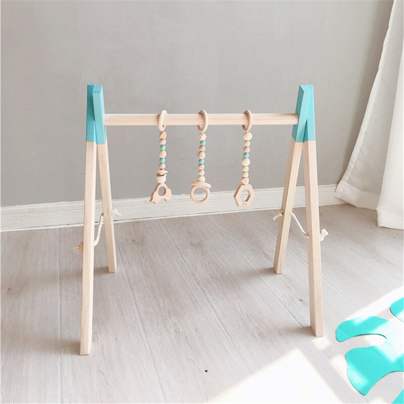 Nordic Houten Baby Gym Accessoires & Play Gym Rammelaar Speelgoed Set Frame Nursery Decor Montessori Sensory Speelgoed Babyrammelaars Beste: Blue Inlcloud Toy