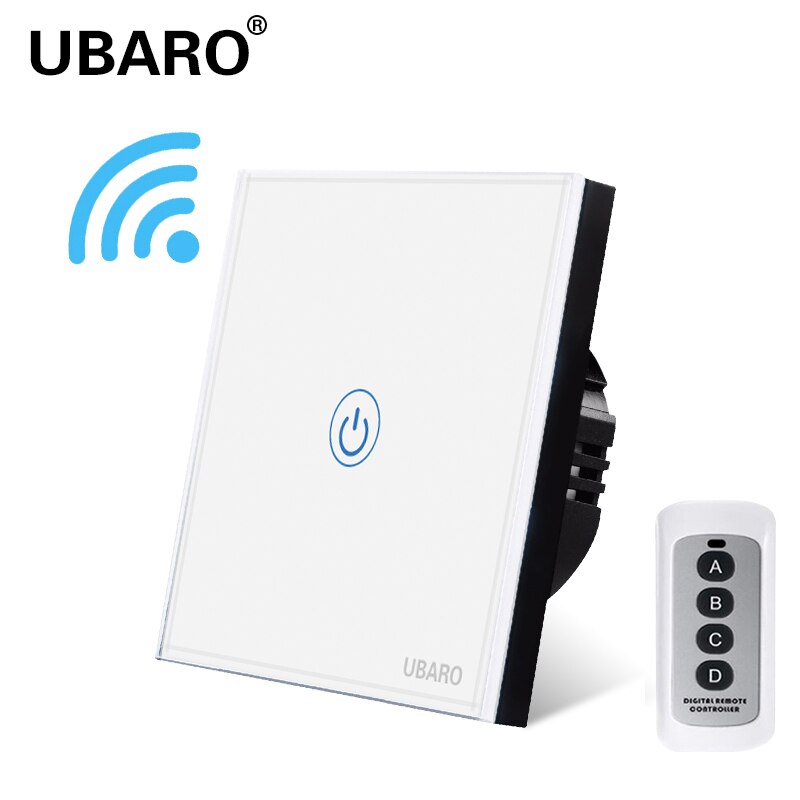 UBARO EU/UK Wireless Remote Control Touch Switch Crystal Glass Panel Remote Interruptor Liz Lichtschalter switches 1/2/3Gang: LG-WB1YX-YF