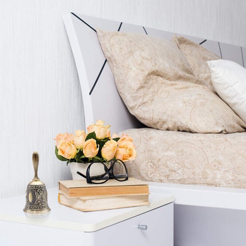 2Pcs Antique Hand Bell Call Bell Multi-Purpose Bells for Wedding Bells Temple Bell School Bell for Toddlers: Bronze