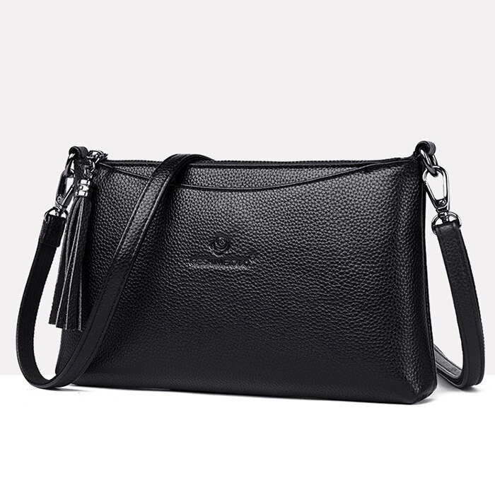 luxury handbags women crossbody bags leather handbags for women shoulder bag lady bag: Black