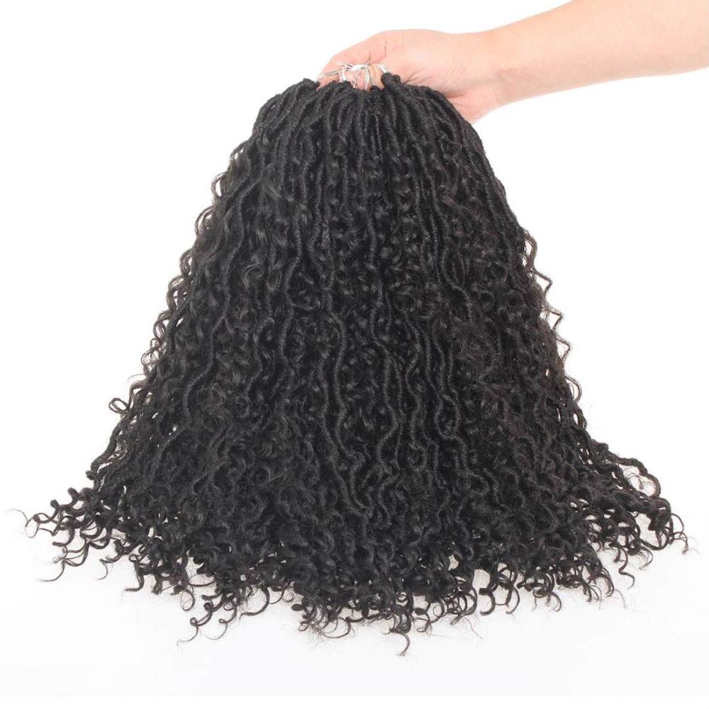 Leeven 18 pouces Faux Locs Crochet cheveux ondulés synthétique Passion torsadé tresse Crochet perruque bohème Cruly cheveux pour les femmes: 1B / 1 Pcs/Lot