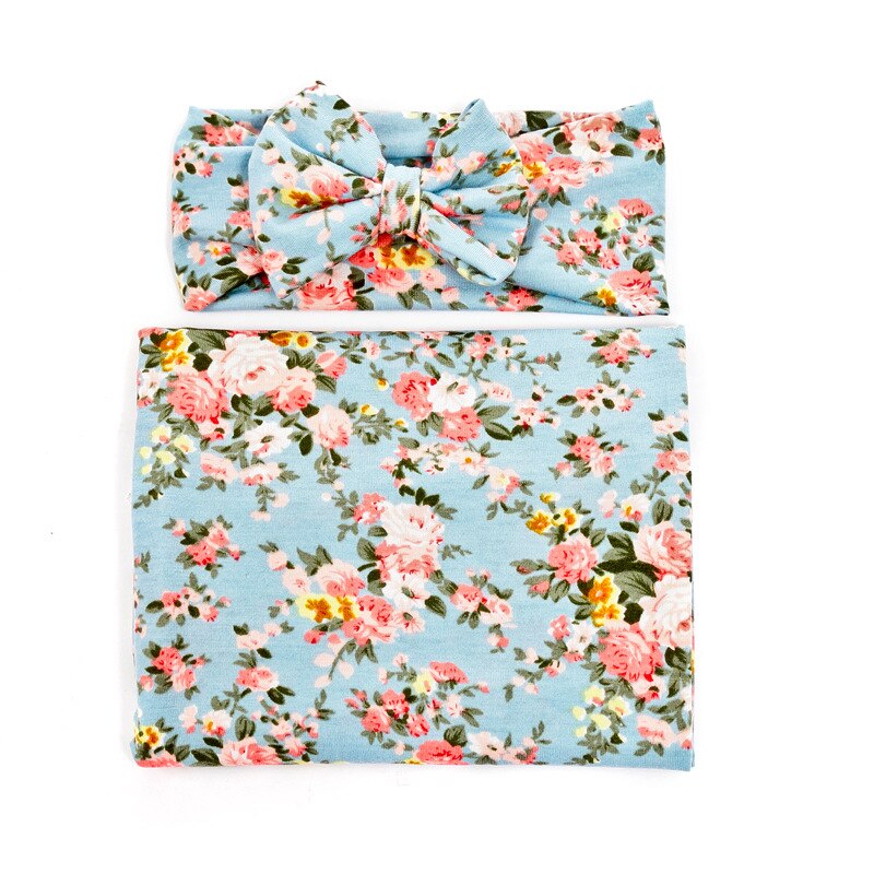 Mantas para envolver con rosas florales vintage, manta cinta para cabeza suave para bebé, conjunto de gorro, mantas de algodón para niñas