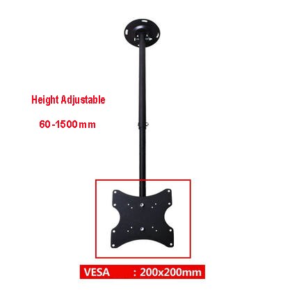 Full Rotating Adjustable 13"-37" Ceiling TV Mount Bracket MC3260: Height 1500mm