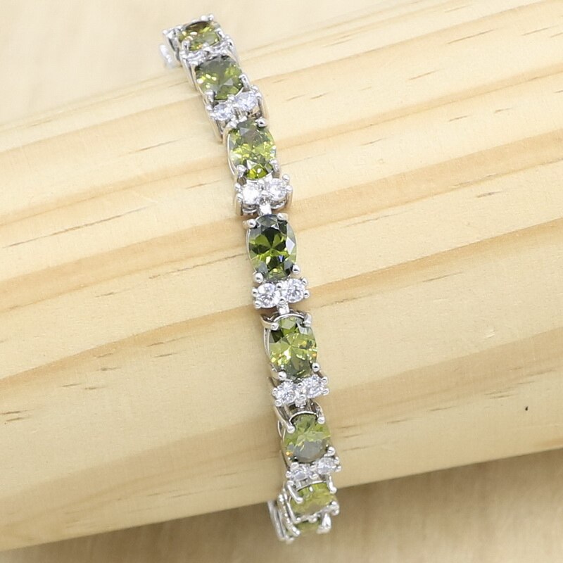 Pulsera de Color plata para mujer, 3 colores, verde, morado, circón 19cm, de joyería: Olive