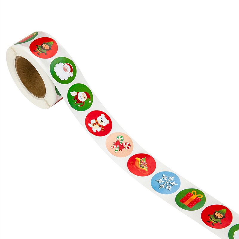 500 stuks ronde 4 ontwerpen vrolijke kerst bedankt sticker zegel envelop kaart labels verpakking scrapbooking decoratie: Een -2