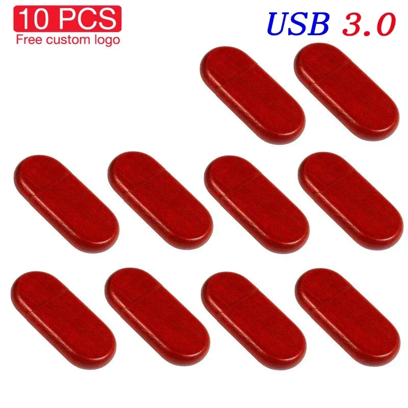 10PCS/Lot Wood USB 3.0 Flash Drive 64GB Pen usb 128GB Pen Drives U Disk 32GB Memory Stick Free LOGO Photography Wedding: Gold / 1GB