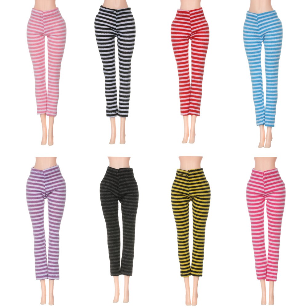 Pantalones elásticos de cuero de Color caramelo para muñeca, parte inferior a rayas, accesorios de ropa para muñeca, vestido diario informal, 1/6