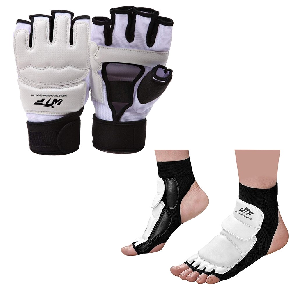 Protector de Taekwondo para adultos y niños, equipo de protección para prácticas de entrenamiento de boxeo y Karate 1 par: glove and foot guard / M