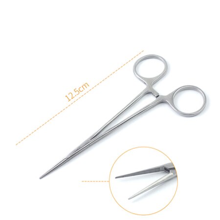 Beauty double eyelid stainless steel instrument Microvascular forceps Hemostatic forceps Straight elbow: Green