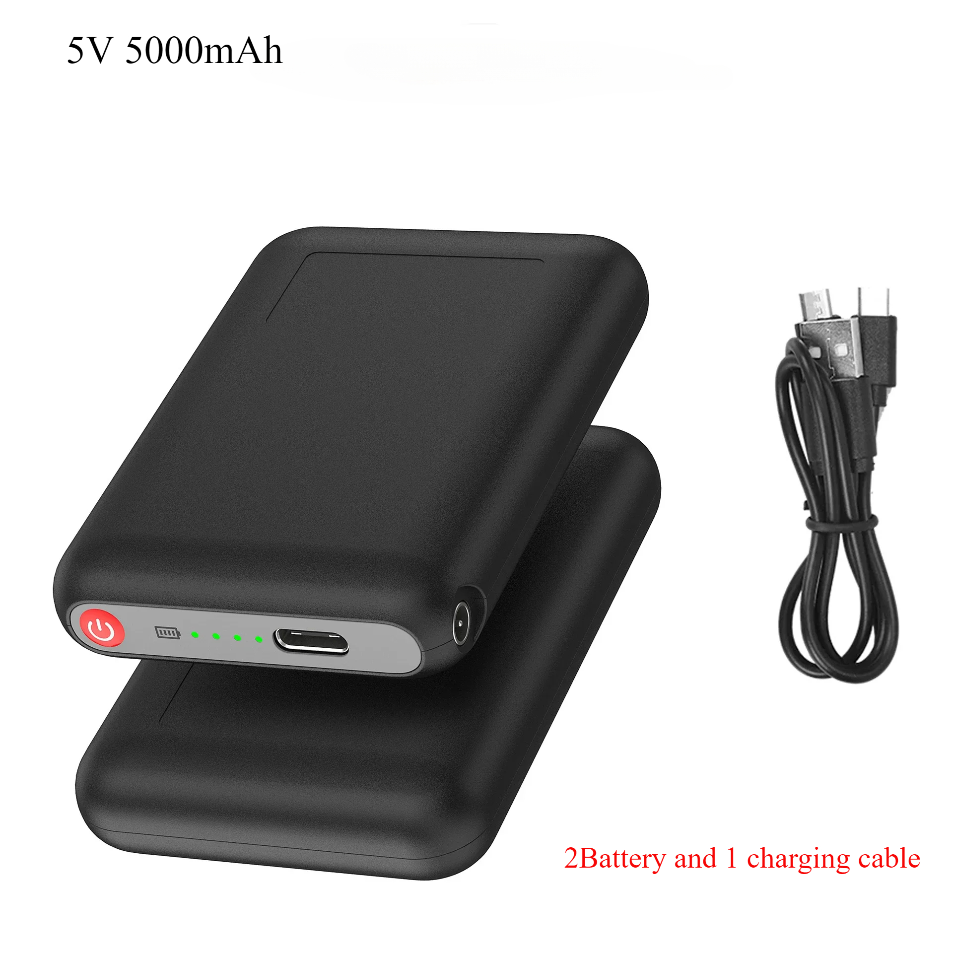 Winter Heated Socks Batteries 7.4V 3000mah 5V 5000mah Li-Polymer Battery Packs For Warm Gloves Clothes Hat Charger Power Bank: black