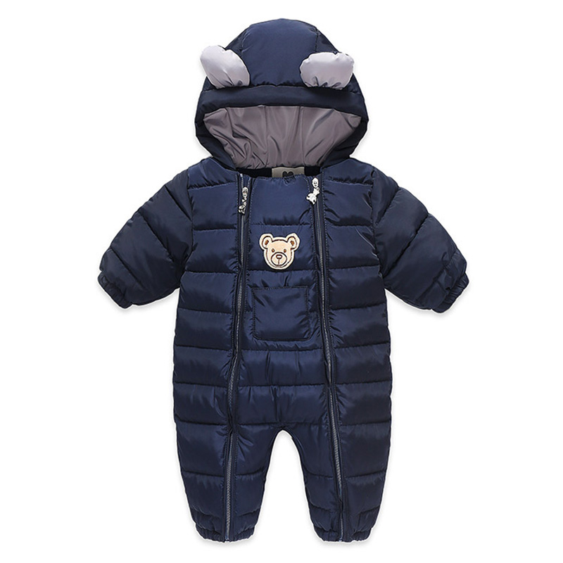 Macacão das crianças do bebê meninas casaco de inverno para meninos roupas engrossar infantil macacão da criança snowsuit outwear onesize chd011: CHD011Blue / 80CM(12M)