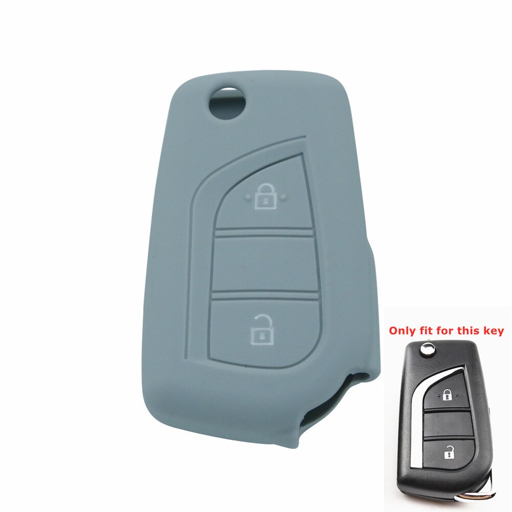 Silikone bil nøgle cover fjernbetjening nøgle skal holder til toyota yaris highlander camry rav 4 aygo til peugeot 108 til citroen  c1: Mørkegrå