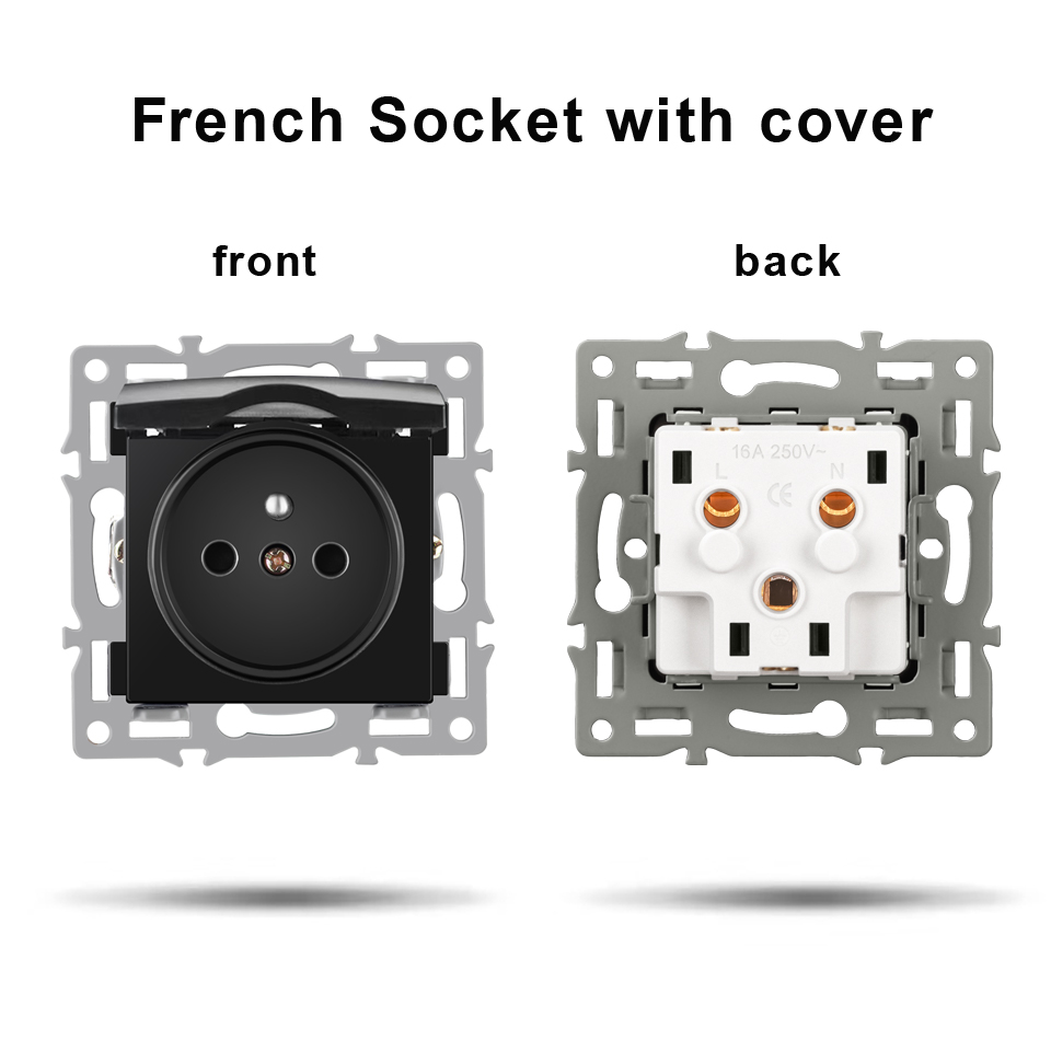 NYWP wall-mounted module diy European standard black tempered crystal glass panel socket LED light switch button function combi