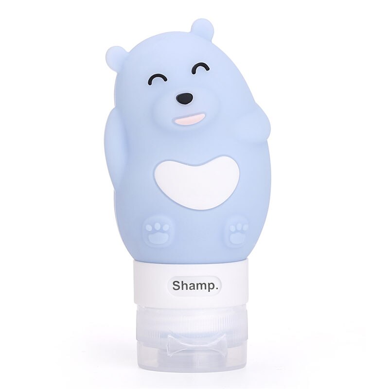3/1pcs portable Outdoor travel set bottle squeeze cartoon animal modeling bottle Silicone little empty bottl Multi-purpose: 80ml blue