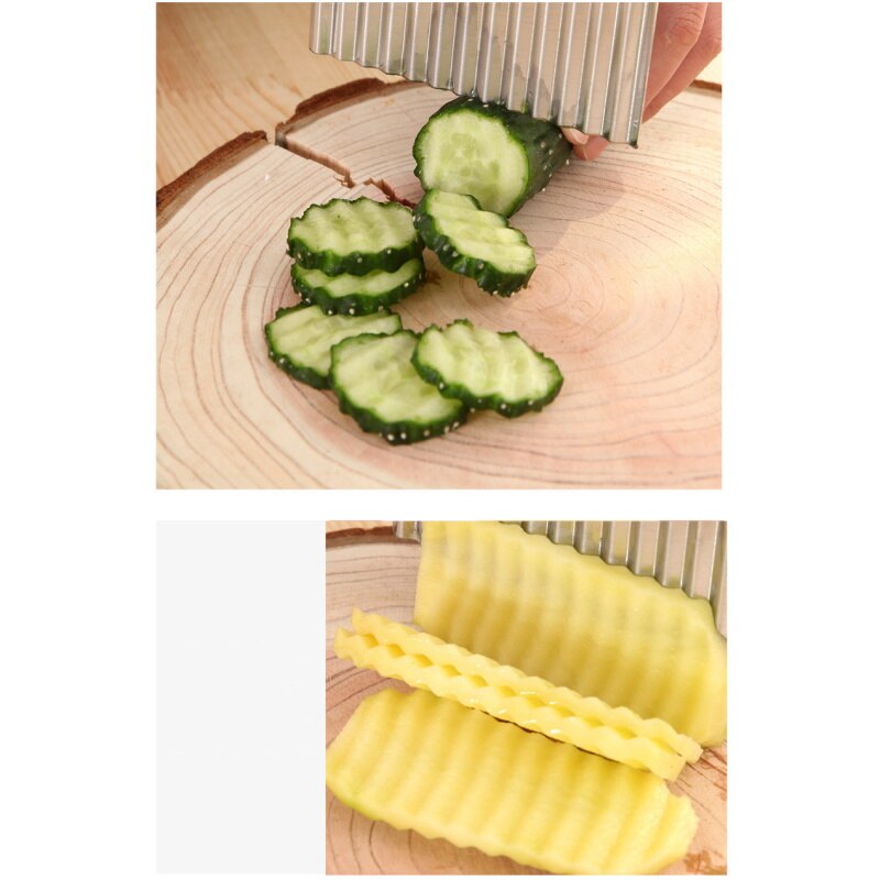 Stainless Steel Potato Chip Slicer Potato Wavy Edged Tool Peeler Kitchen Knives Vegetable Fruit Cutting Kitchen Accessories