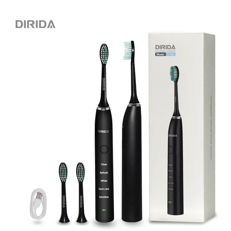 Dirida S100 Oplaadbare Sonische Tandenborstel IPX7 Waterdichte Elektrische Tandenborstel 5 Modus Cleaning Tanden Oral Care: black