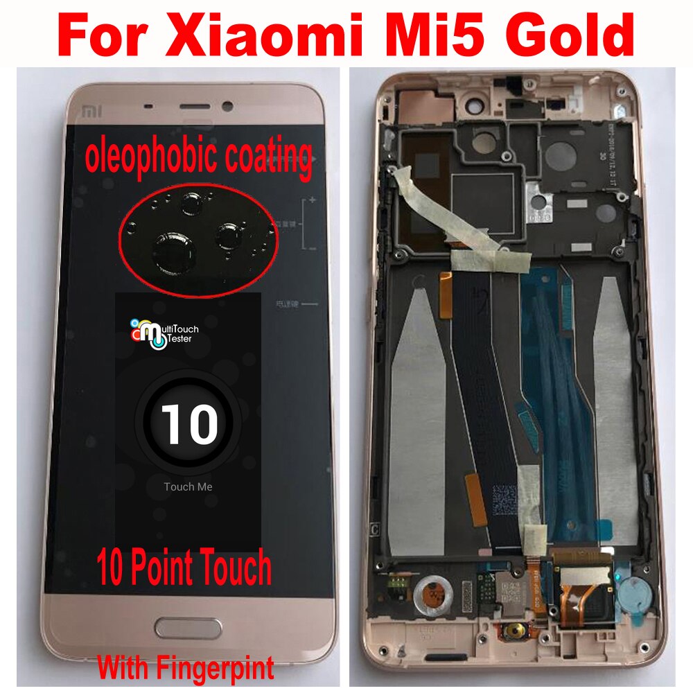 D&#39;origine Xiaomi Mi5 Mi5s 5s Mi 5s Plus Avec D&#39;empreintes Digitales ÉCRAN LCD Écran Tactile Digitizer Assemblée avec Cadre En Verre Capteur