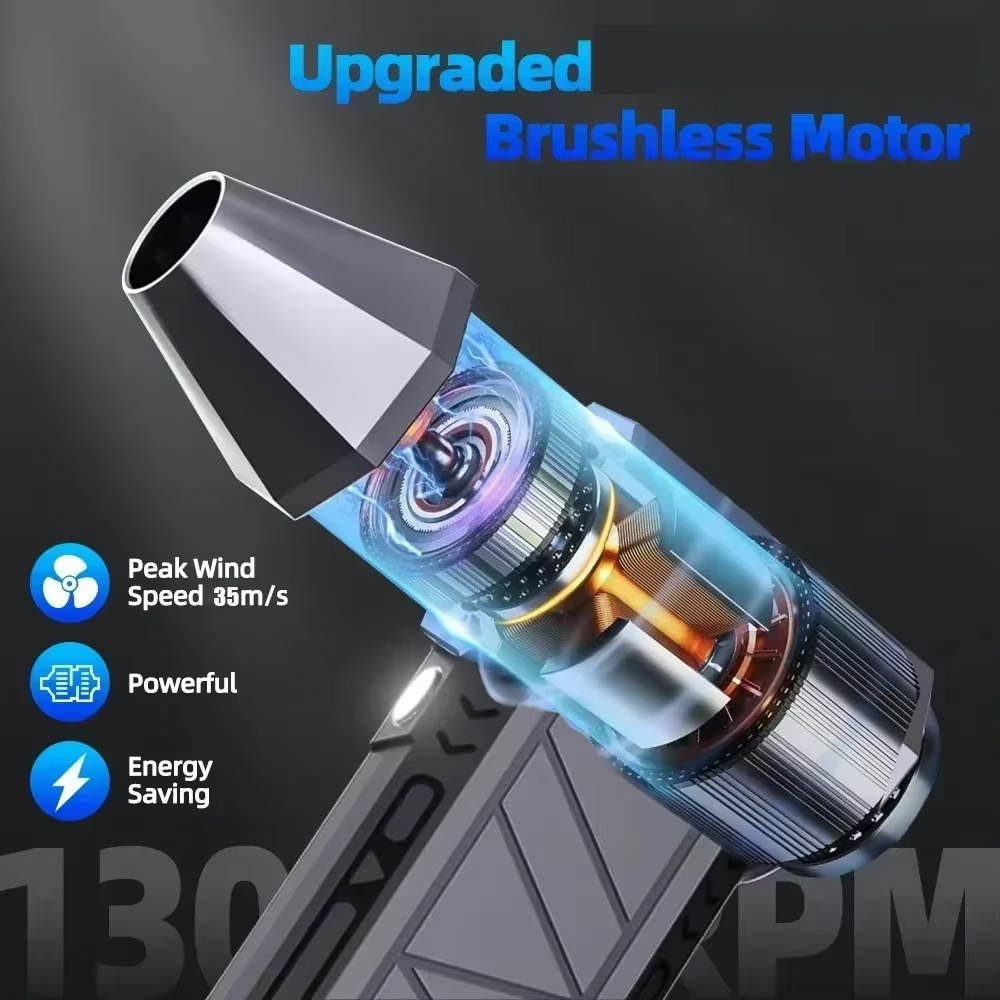 130000 RPM Mini Turbo Jet Fan plumero de aire eléctrico velocidad del viento ajustable Turbo ventilador violento recargable con luz limpieza del coche