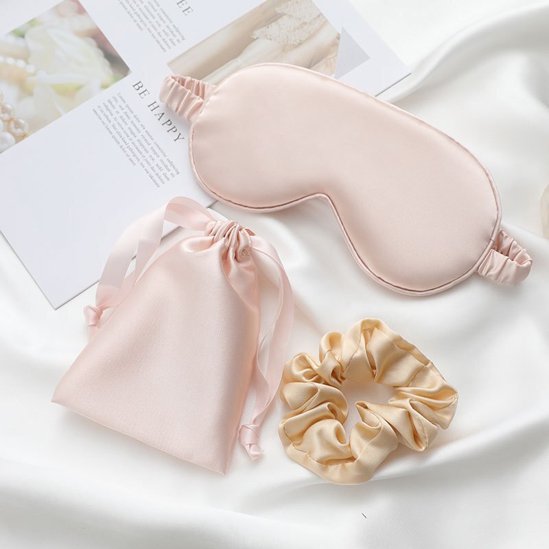 1 einstellen Nachgeahmte Seide Schlafen Augen Maske Schlaf Masken Auge Patch Abdeckung Schattierung Einstellbare Augenbinde Reise Entspannen mit Tasche + kopf Ring