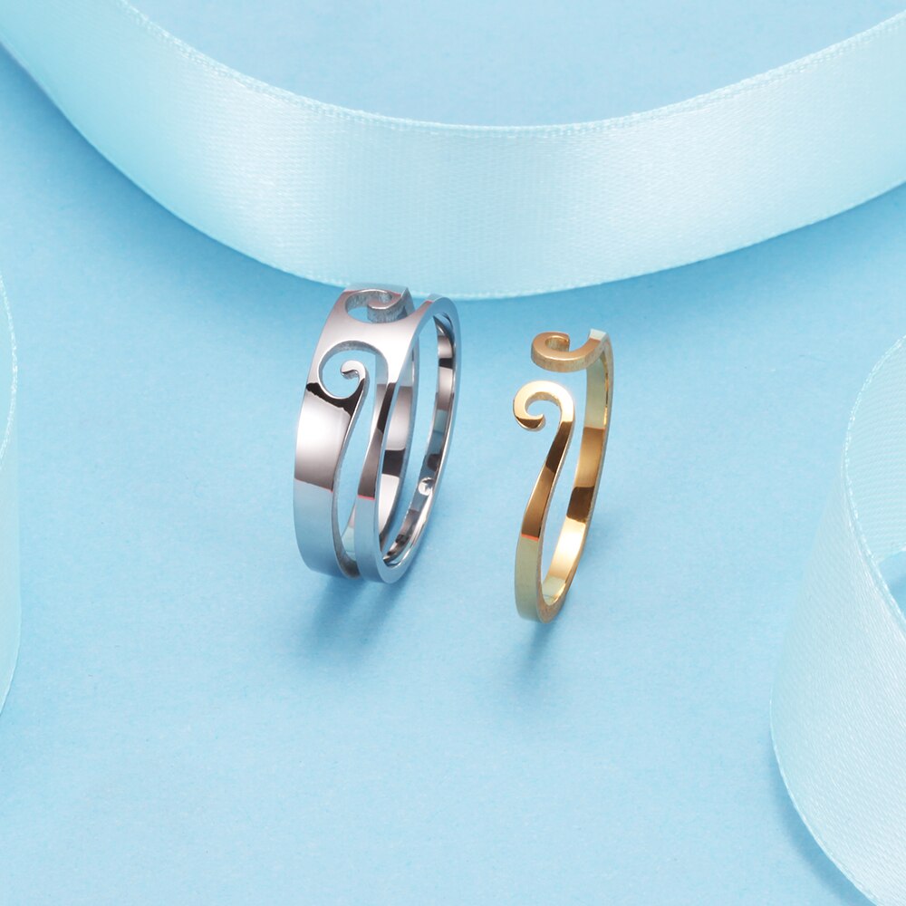 Besonderes Ring-einstellen aus Gold und edelstahl, romantischer 2 in-in -1 -Ring für paare, affenkönig-liebhaber, hochzeitsschmuck