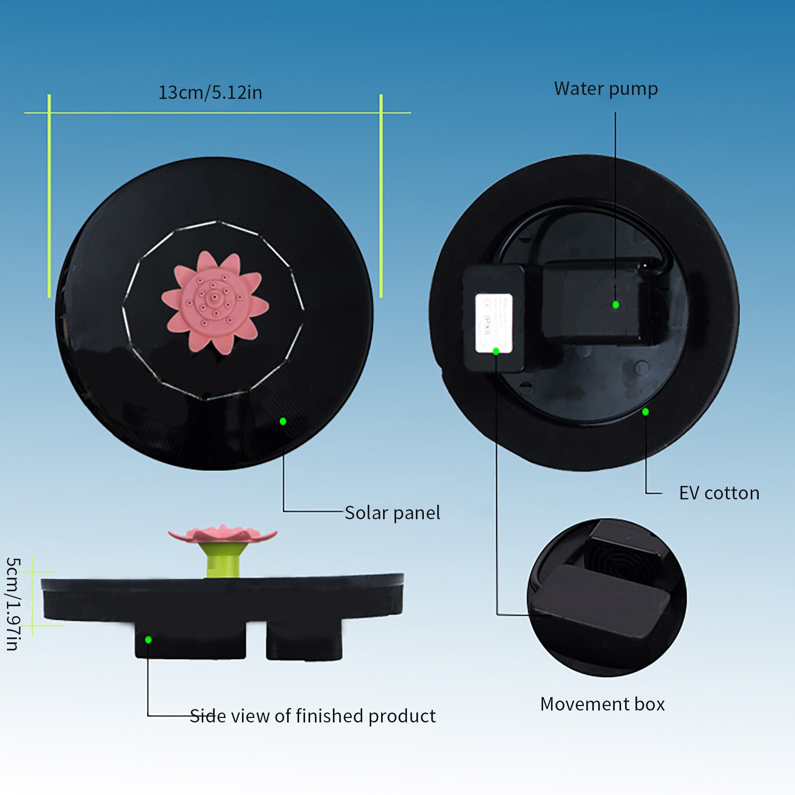 Garden Decoration Outdoor Solar Fountains Smart Small Solar Powered Water Fountains Garden Supplies Family Pool Decoration