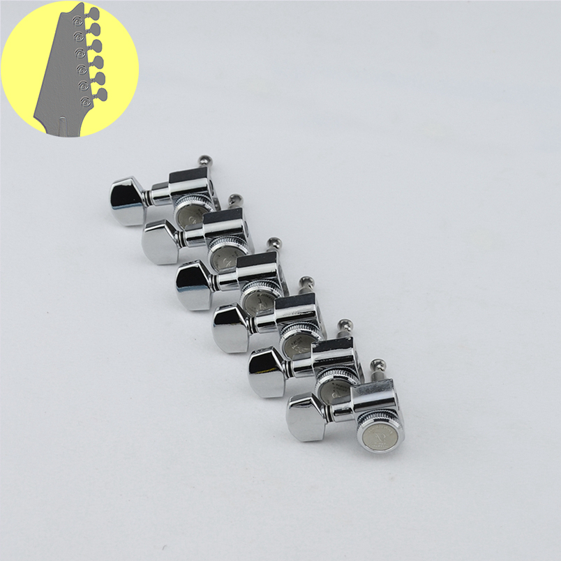 1 Set 6/7/8 corde senza chiusura a vite teste per chitarra sigillate accordatori per chitarra nero/oro/argento cromato: Giallo