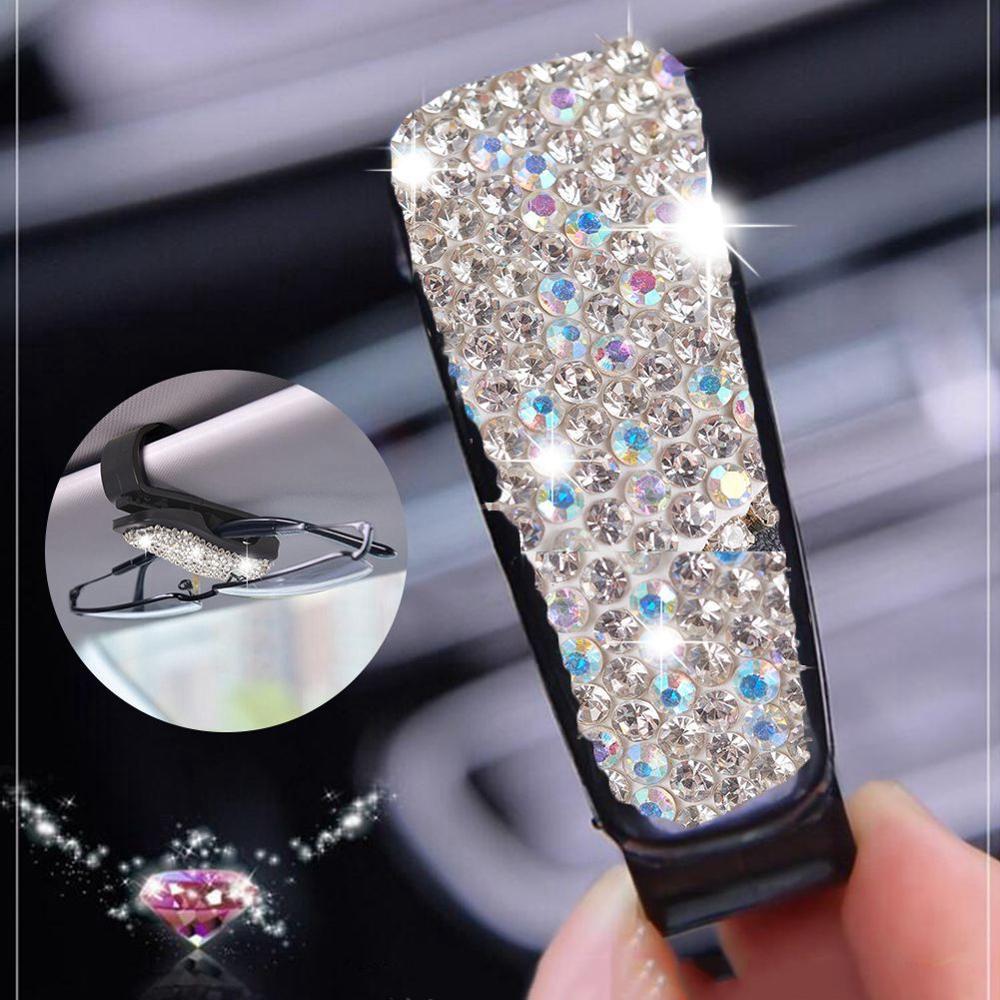 Glimmende auto zonneklep bril zonnebril houder organizer ticket clips abs auto brillenkokers