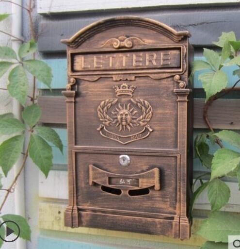 Heavy Aluminium Lockable Secure Mail Letter Post Box Mailbox Postbox Retro Metal Mail Box Garden Ornament: 5