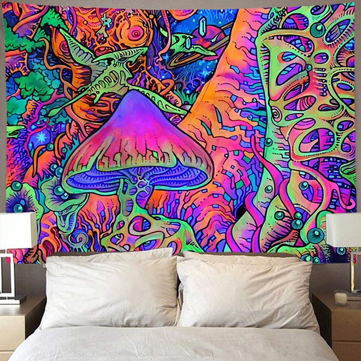 Psychedelic Tapestry Trippy Art Silk Fabric Poster Print Abstract Pictures for Living Room Bed Room Wall Picture Home Decor: 2