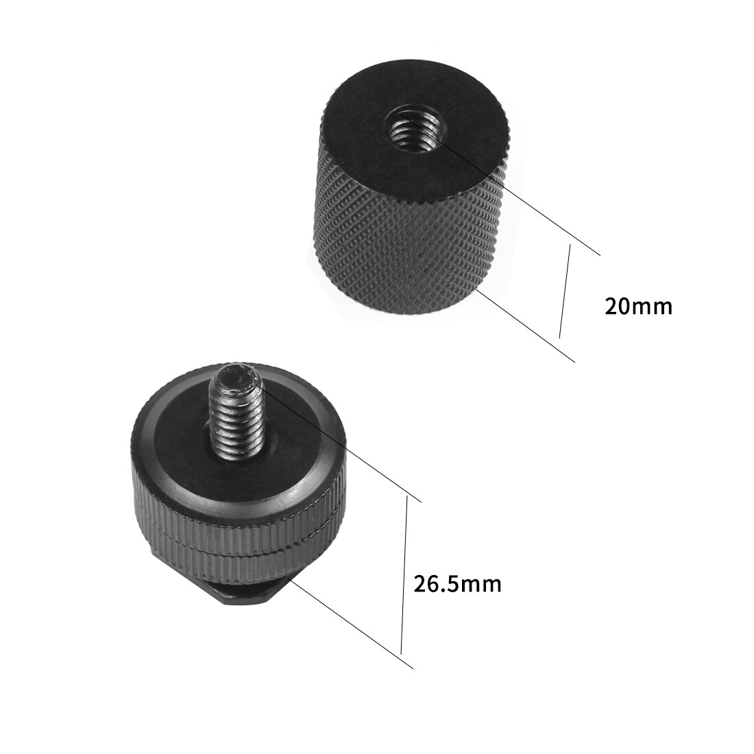 Bgning 1/4 ''Dual Duim Schroef Flash Koude Schoen Camera Adapter Mount Statief Schroef Met 1/4 Tot 1/4 Moer voor Dslr Camera